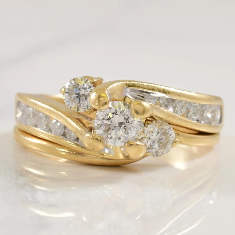 Thick band rings-Bypass Channel Set Diamond Engagement Ring Set | 0.61ctw | SZ 7 |