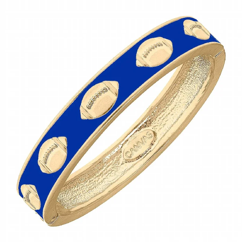 Thick stone bangles-Women's Football Enamel Hinge Bracelet In Blue/gold