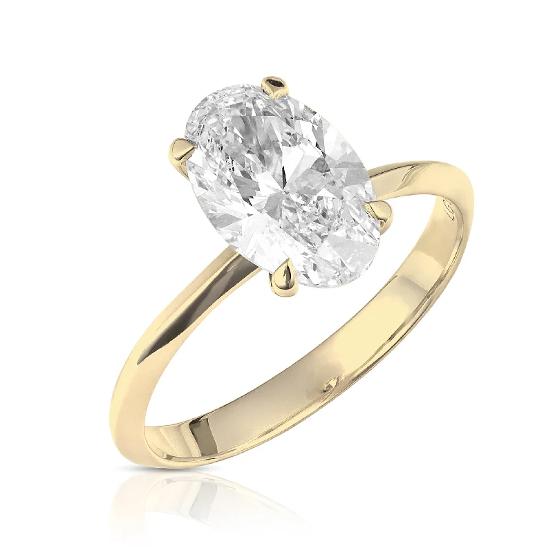 Rococo style rings-2 Carat Oval Cut Lab Grown Diamond Knife Edge Solitaire Engagement Ring