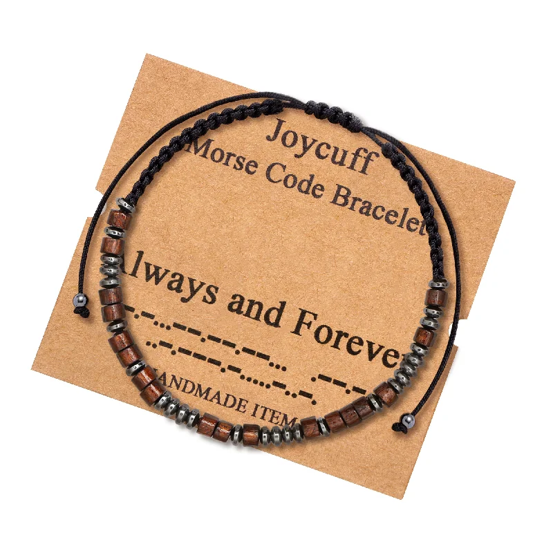 Stream shape bangles-Always and Forever Morse Code Bracelet for Women Inspirational Gift for Her