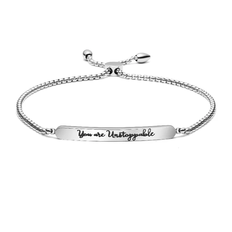 Fine wire bangles-You are Unstop Personalized Mantra Chain Link Feminist Gift Bracelets