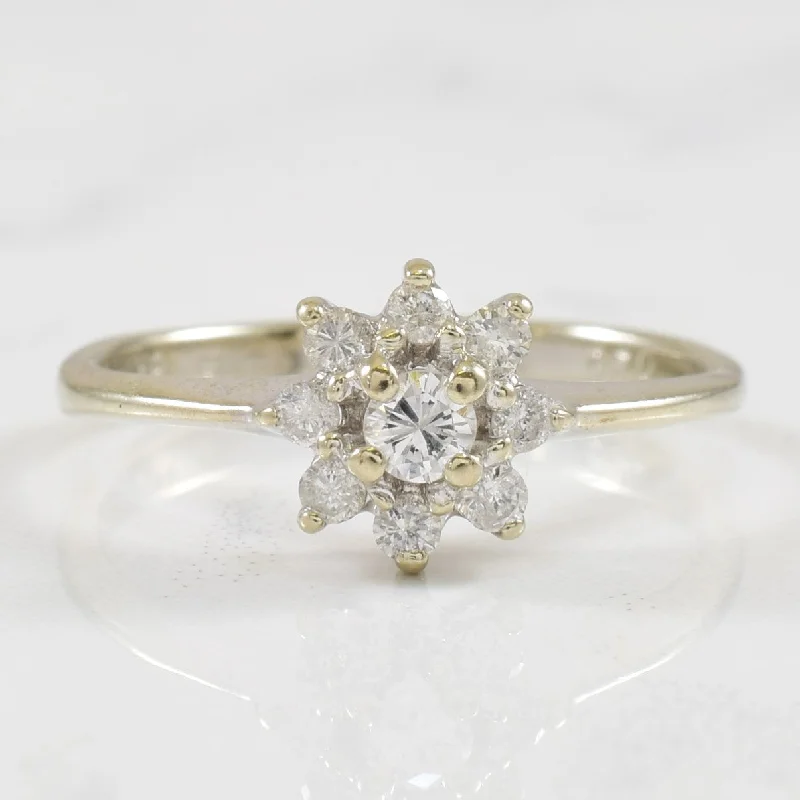 Thick band rings-Cluster Star Burst Diamond Ring | 0.14ctw | SZ 5.25 |