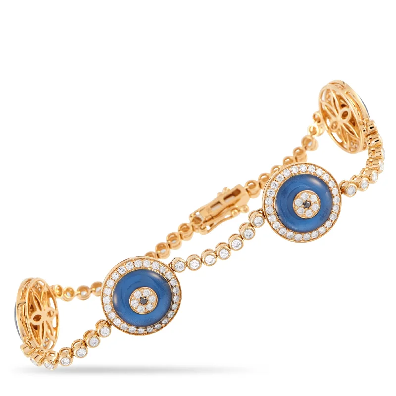 Soft enamel bracelets-LB Exclusive 18K Yellow Gold 2.05ct Diamond Evil Eye Bracelet ALB-16403-Y