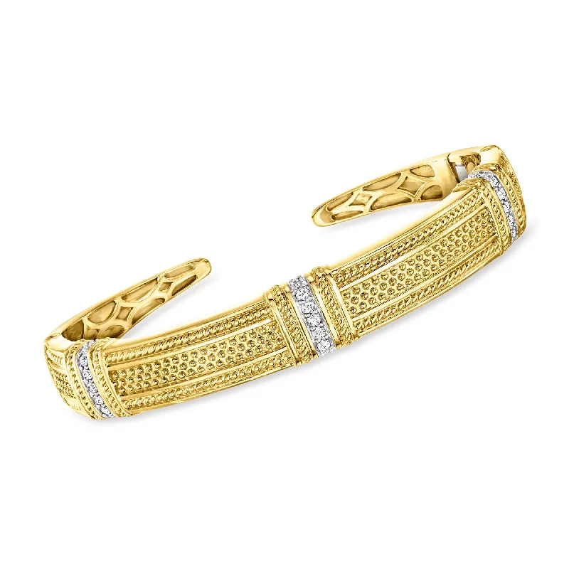 Small star bracelets-Ross-Simons Diamond Cuff Bracelet in 18kt Gold Over Sterling