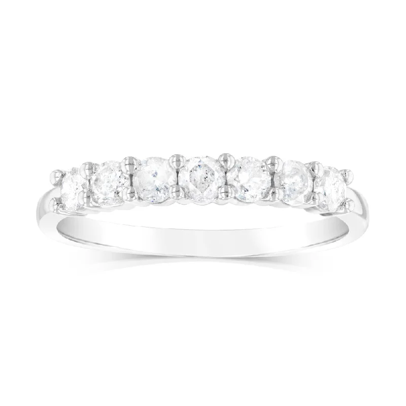 Spirit eye rings-10ct White Gold 0.45 Carat Diamond Eternity Ring with 7Round Brilliant Cut Diamonds