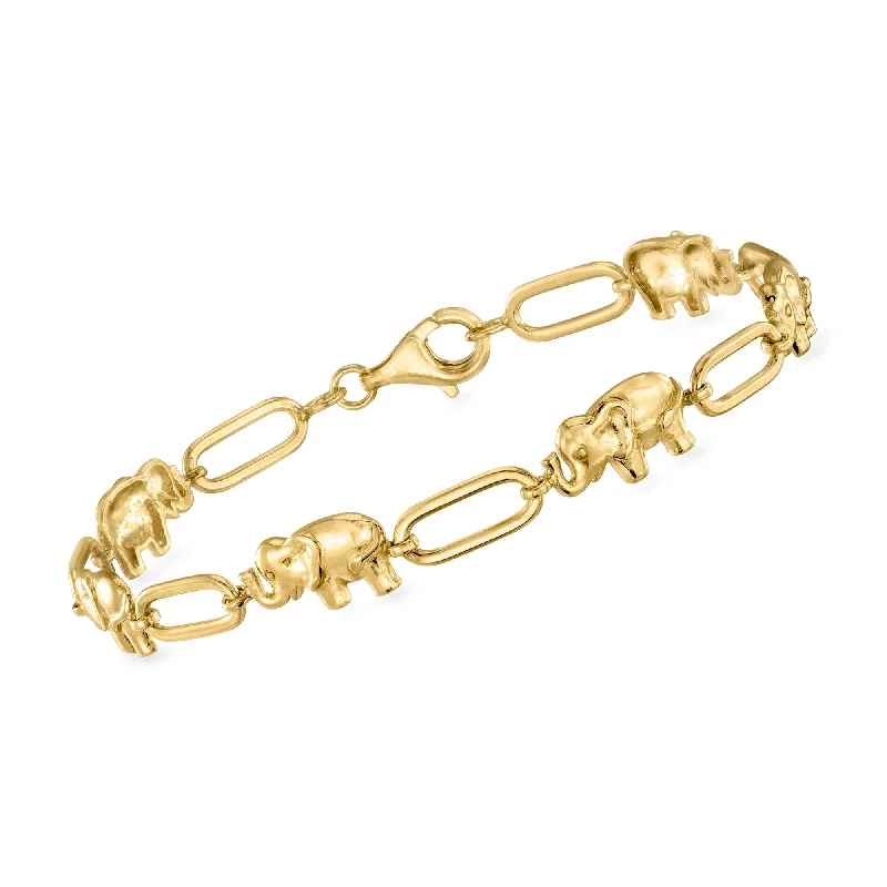 Aged deco bangles-Ross-Simons 18kt Gold Over Sterling Elephant and Paper Clip Link Bracelet