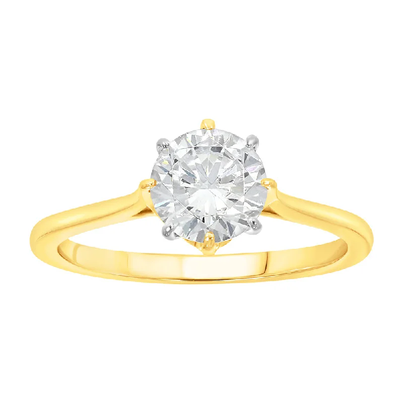 Hex shape rings-9ct Yellow Gold  1 Carat Diamond Solitaire Ring