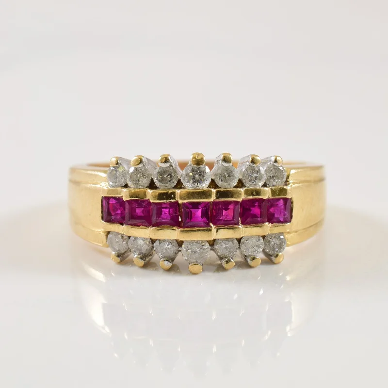 Playful rings-Ruby & Diamond Ring | 0.30ctw, 0.30ctw | SZ 6.5 |