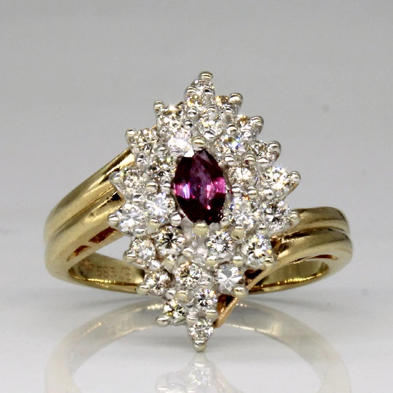 Multi-gem rings-Diamond & Ruby Cluster Ring | 0.40ctw, 0.20ct | SZ 5.25 |