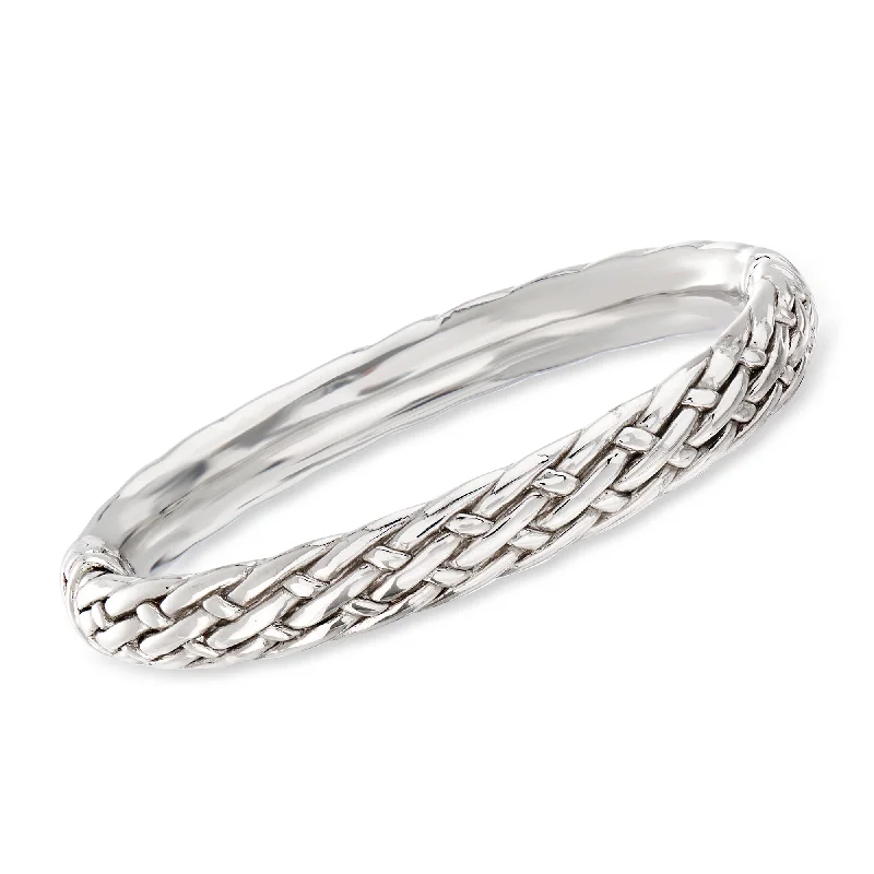 Thin frame bracelets-Ross-Simons Sterling Silver Basketweave Bangle Bracelet