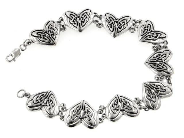 Clear crystal bangles-Celtic Trinity Knot Eternal Heart Bracelet Sterling Silver 7.5"