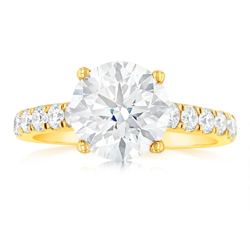 Gloss bead rings-Luminesce Lab Grown 18ct Yellow Gold 2.5 Carat TW 2 Carat Certified Diamond Engagement Ring