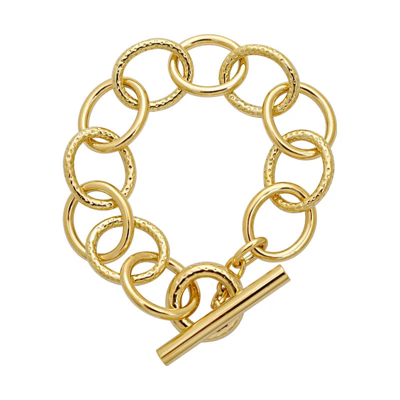 Strand weave bracelets-Toggle Bracelet- Plain Gold