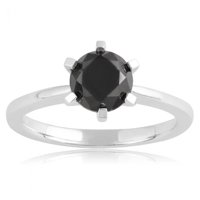 Woven cord rings-2 Carat Black Diamond Solitaire Ring in Sterling Silver