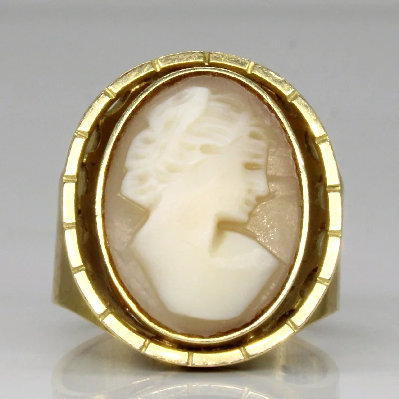 Braided strand rings-Sea Shell Cameo Ring | 4.00ct | SZ 6.5 |