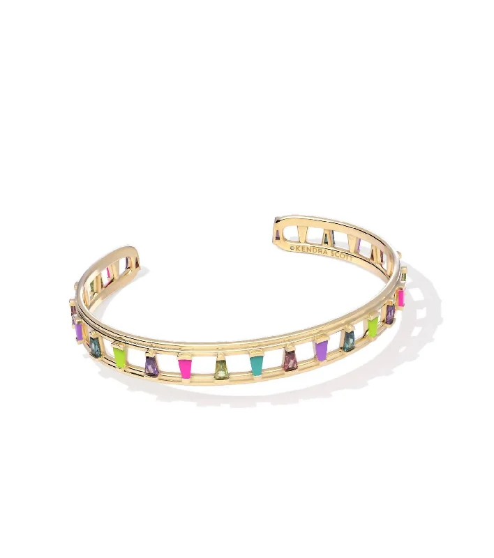 Fine accent bracelets-Women's Kelsey Cuff Bracelet In Gold Multi Mix