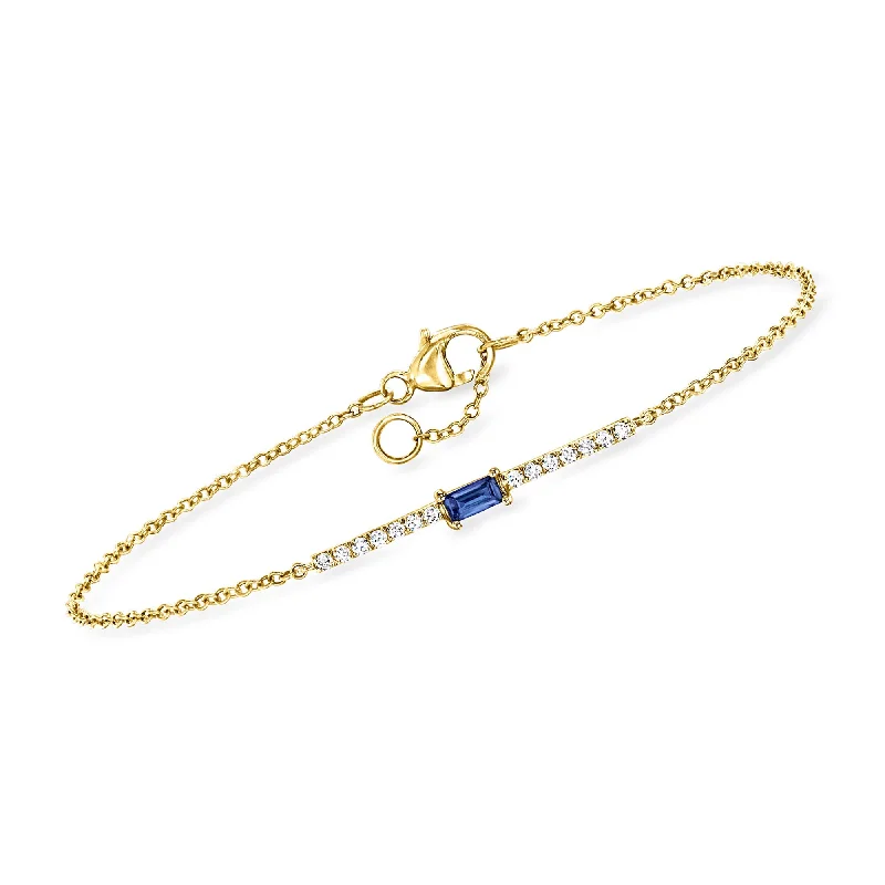 Hex gem bracelets-RS Pure by Ross-Simons Sapphire and . Diamond Bar Bracelet in 14kt Yellow Gold