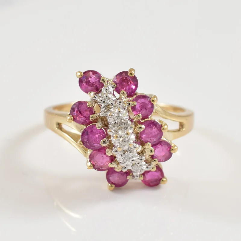 Simple dot rings-Ruby & Diamond Bypass Ring | 1.00ctw, 0.02ctw | SZ 6 |