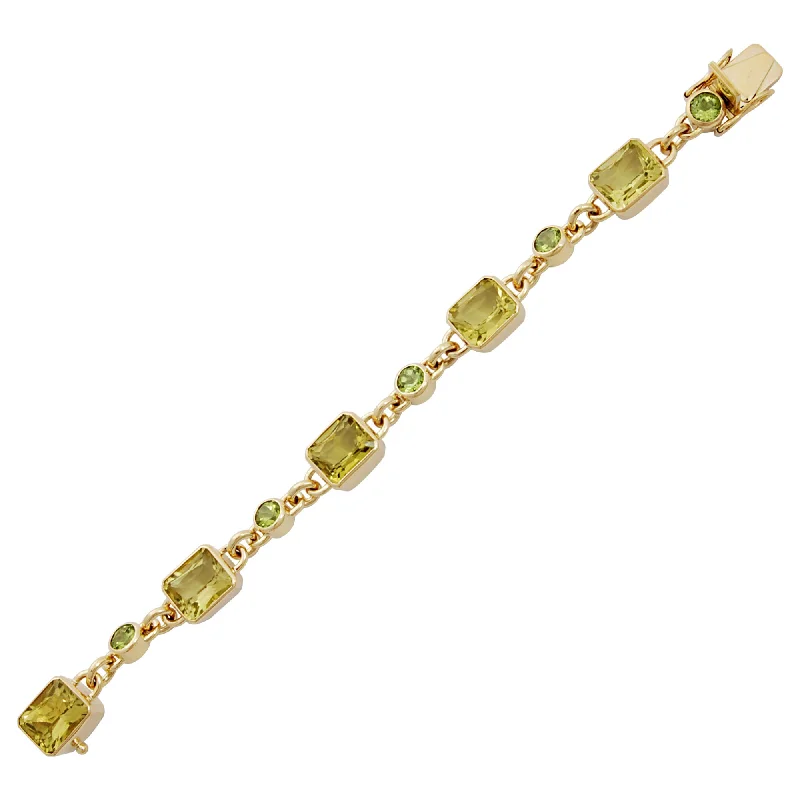 Mixed alloy bracelets-Bracelet- Lemon Quartz And Peridot (1460D)