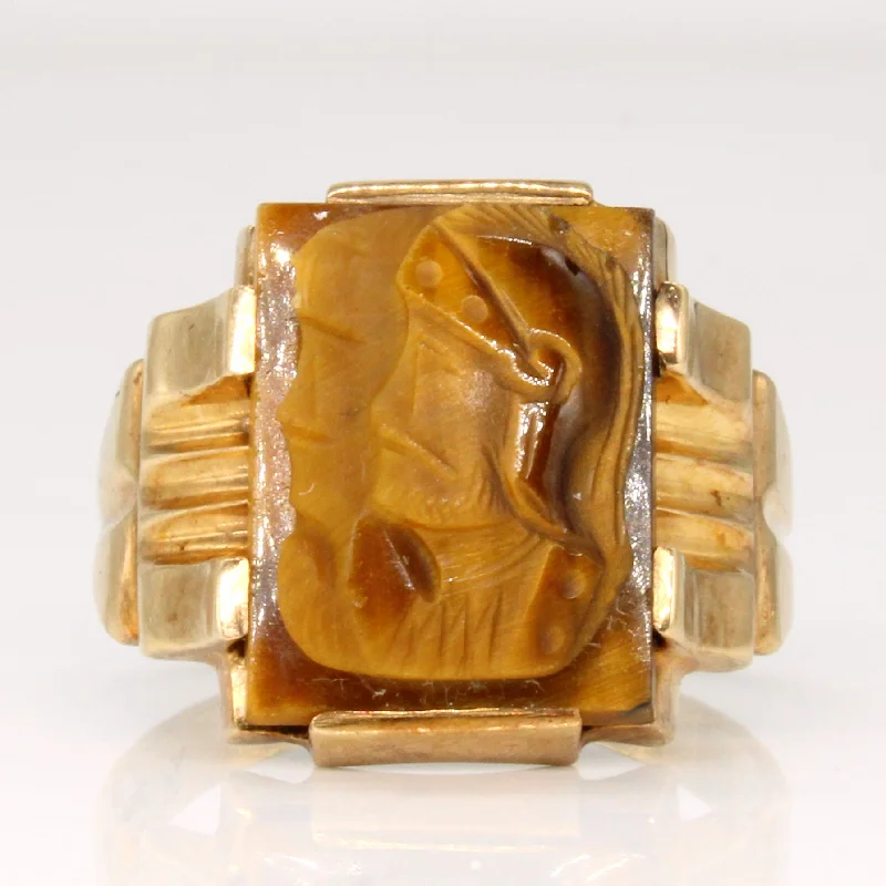 Thick stone rings-Tiger Eye Cameo Ring | 7.75ct | SZ 11.25 |