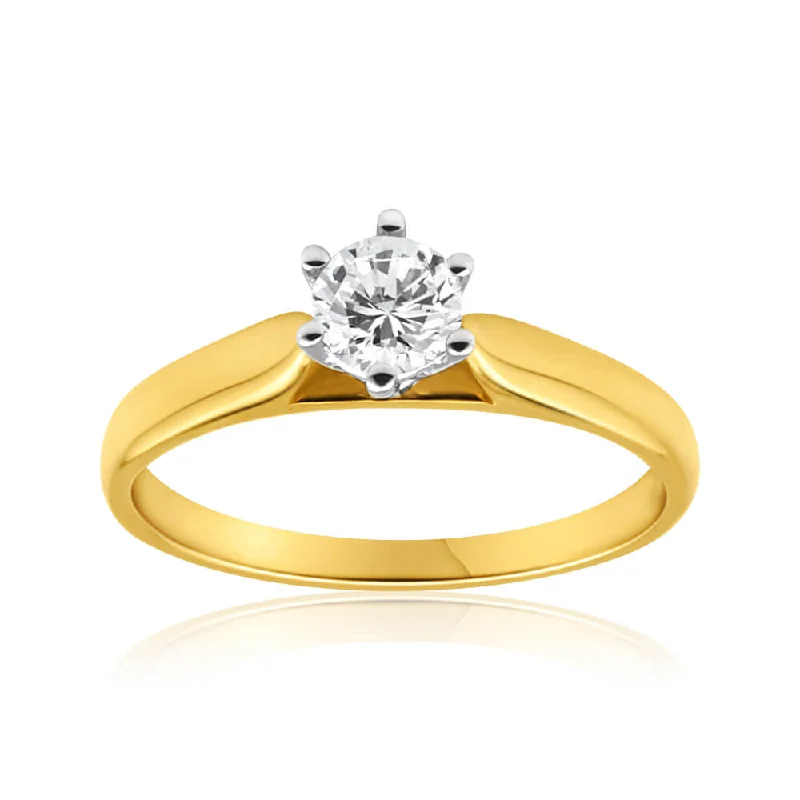 Pine grain rings-9ct Yellow Gold 1/2 Carat Diamond Solitaire Ring