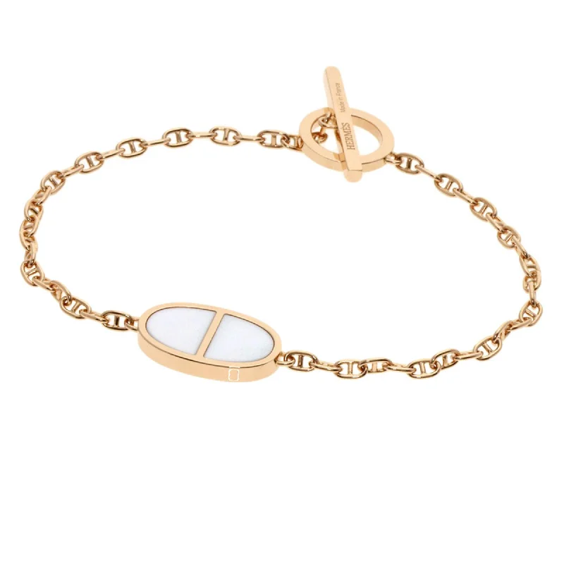 Thick geometric bangles-Hermes pink  (18K) Charm Bracelet (Pre-Owned)