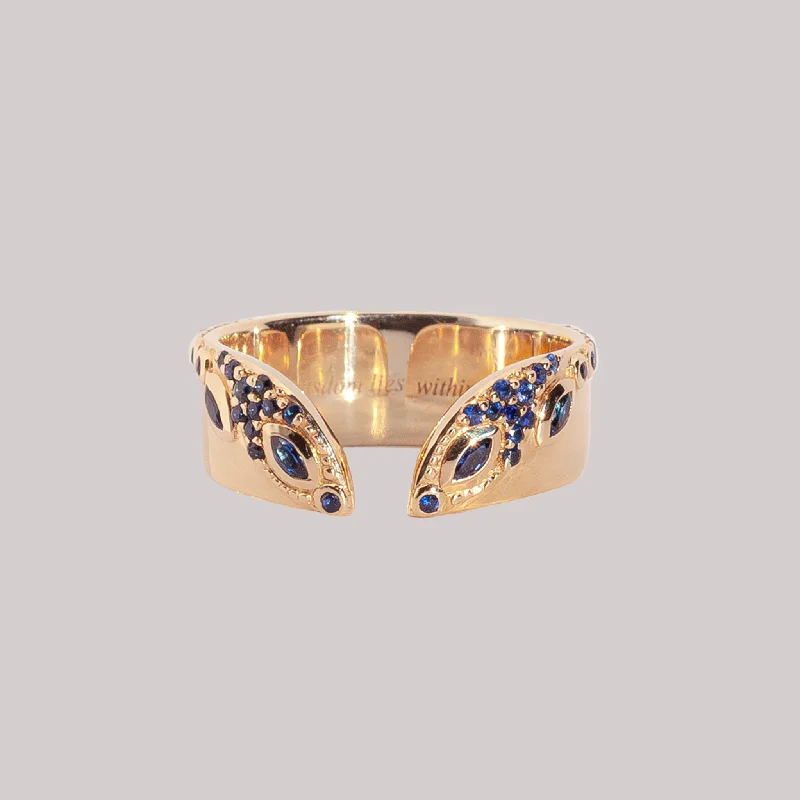 Small wing rings-EDORÍA — Blue Sapphire Open Wedding Ring