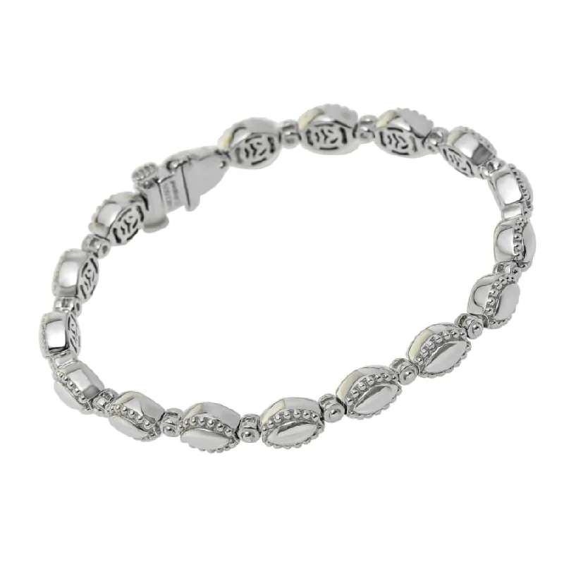 Fine stack bracelets-Charles Krypell Firefly Sterling Silver and 14K White Gold Women's Bracelet 5-6963-FFS