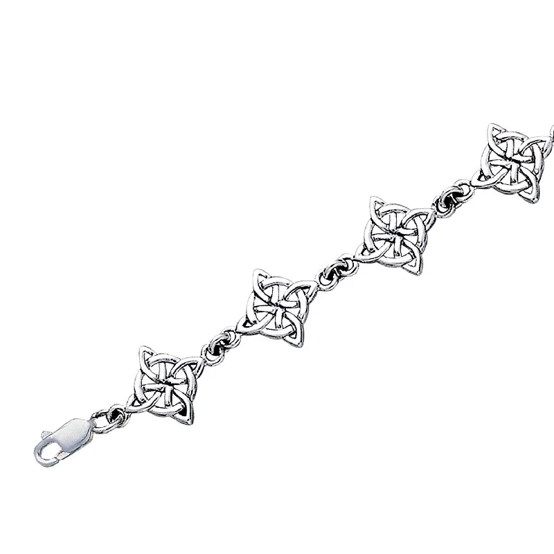 Stretchy bangle bracelets-Celtic Witch's Knot Sterling Silver Link Bracelet, 7"