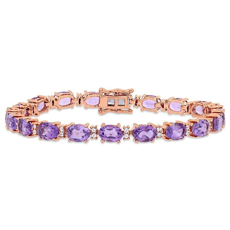 Smooth clay bracelets-Mimi & Max 14 5/8ct TGW Amethyst and White Sapphire Tennis Bracelet in Rose Silver