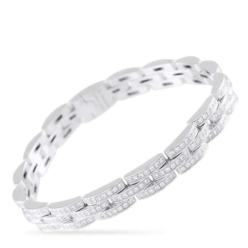 Tight clasp bangles-Cartier Maillon Panthere 18K White Gold 2.41ct Diamond Bracelet CA07-021725