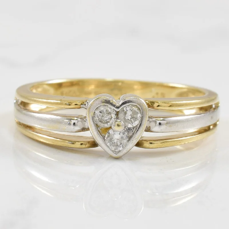 Stone-woven rings-Two Tone Gold Diamond Heart Ring | 0.12ctw | SZ 8.5 |