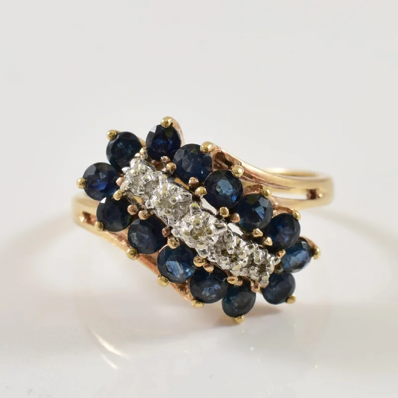 Hex stone rings-Sapphire & Diamond Bypass Ring | 1.50ctw, 0.03ctw | SZ 9 |