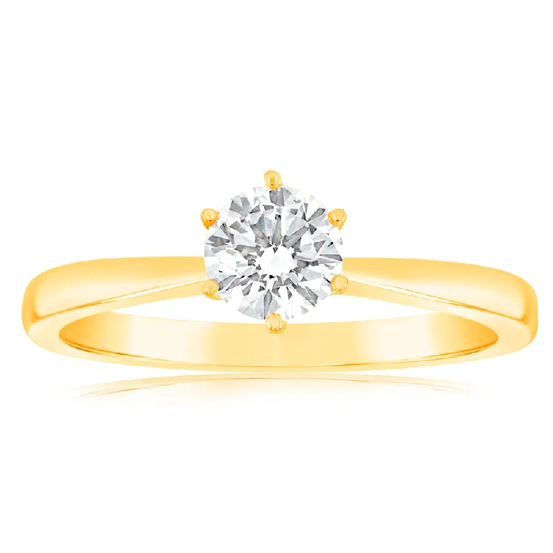 Gibbous moon rings-Luminesce Lab Grown 1/2 Carat Diamond Solitaire Ring set in 14ct Yellow Gold