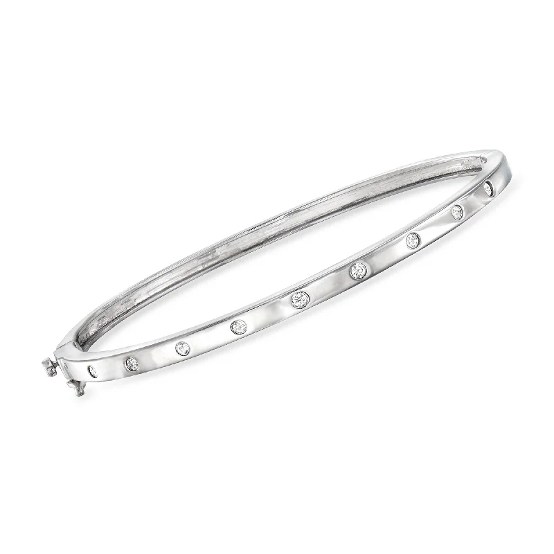 Fox motif bracelets-RS Pure by Ross-Simons Diamond Station Bangle Bracelet in Sterling Silver