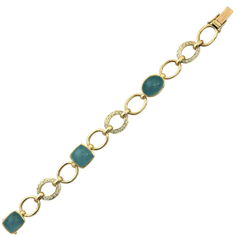 Aquamarine bead bracelets-Bracelet- Aquamarine And Diamond (1493F)