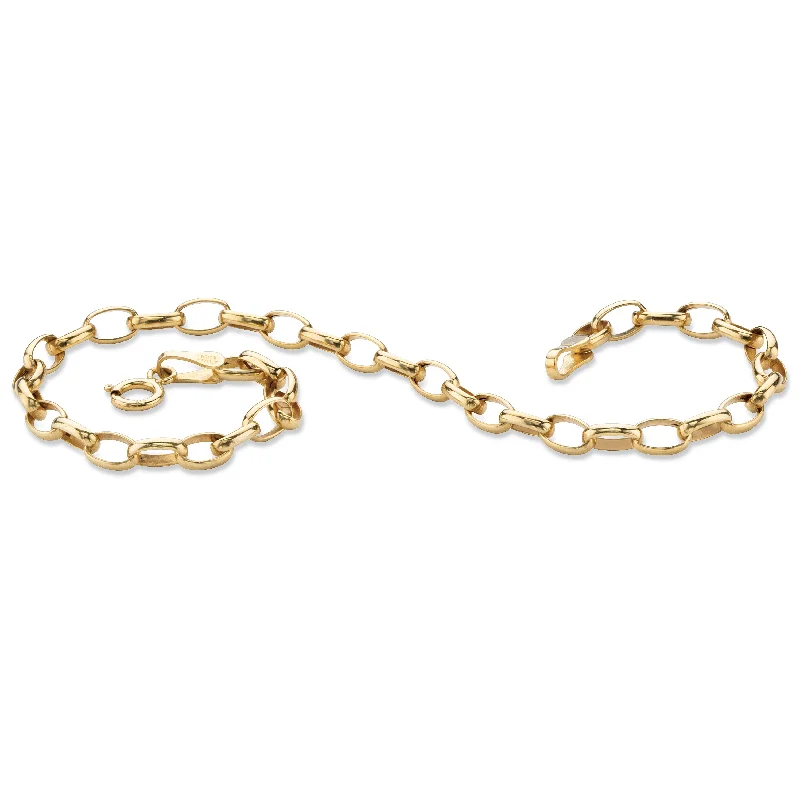 Swan motif bangles-Rolo-Link Bracelet in Solid 10k Gold