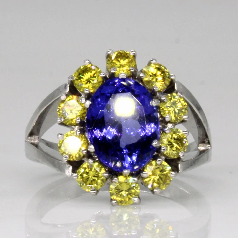 Andalusite rings-Tanzanite & Vivid Yellow Diamond Cocktail Ring | 1.95ct, 1.00ctw | SZ 6.75 |