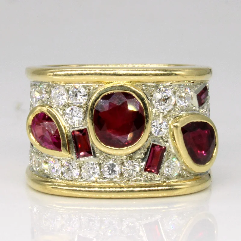 Straw style rings-Ruby & Diamond Abstract Ring | 1.95ctw, 0.85ctw | SZ 6.25 |