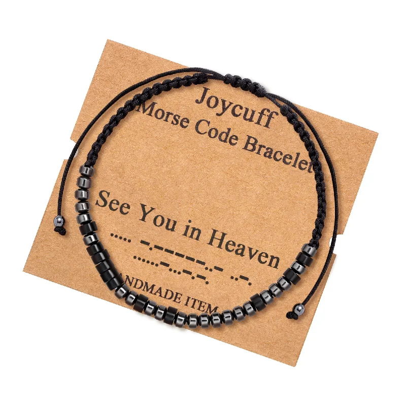 Oval design bangles-See You in Heaven Morse Code Bracelets for Women