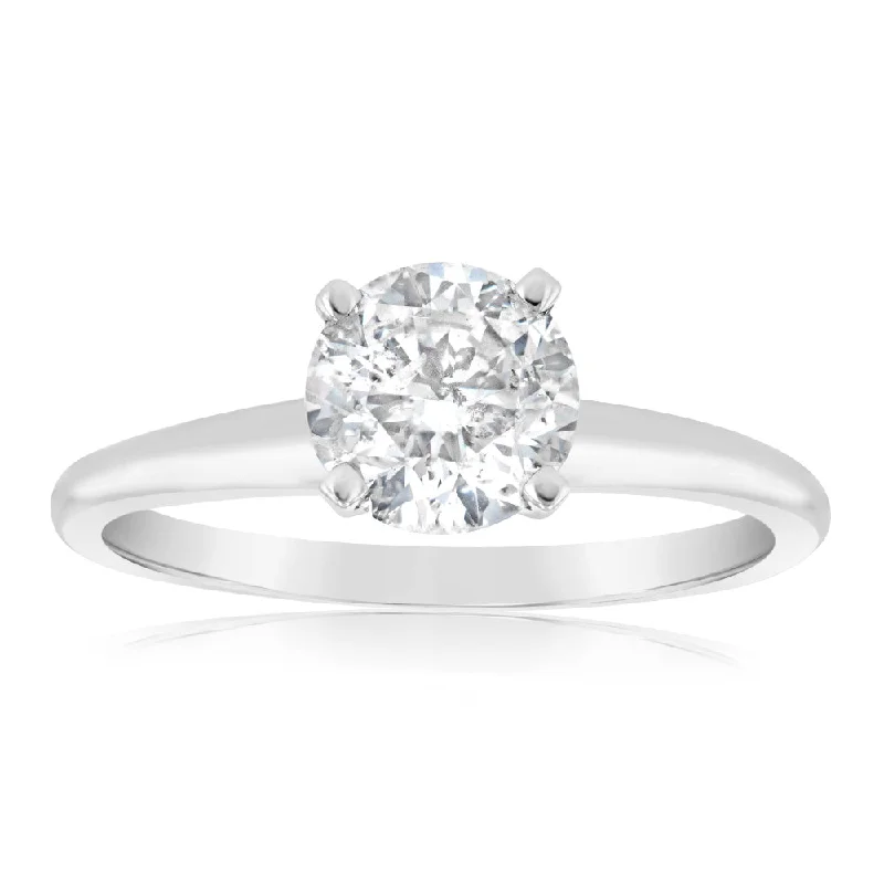 Fine rose rings-14ct White Gold 1 Carat Brilliant Cut Diamond Solitaire Ring in Knife Edge Setting