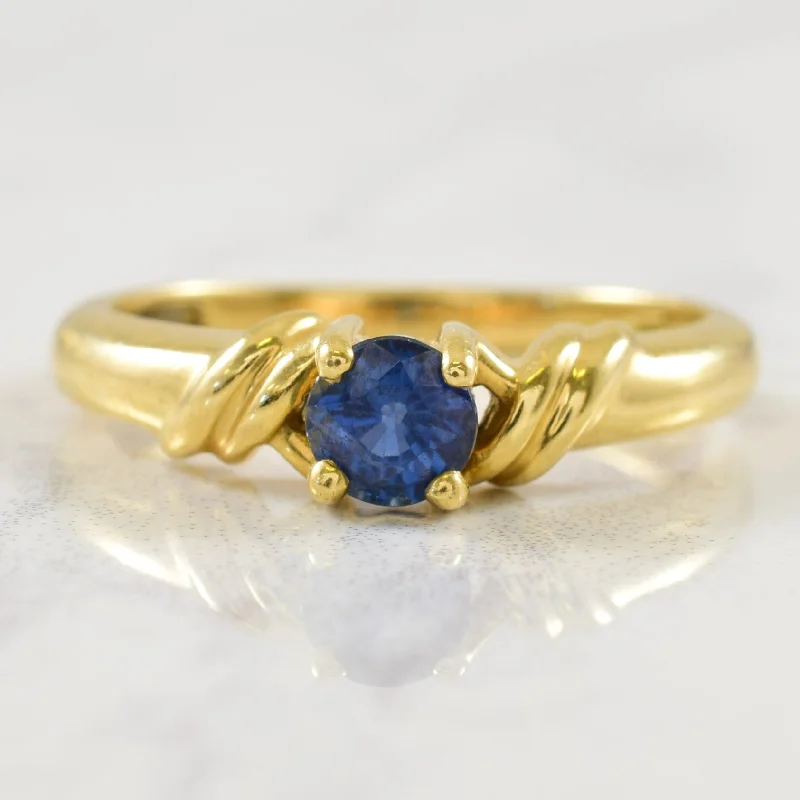 Fox motif rings-Solitaire Sapphire Crossover Ring | 0.38ct | SZ 6 |