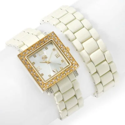 Gloss bead bangles-Ivory Curations with Stefani Greenfield Wrap Watch and Bracelet Set