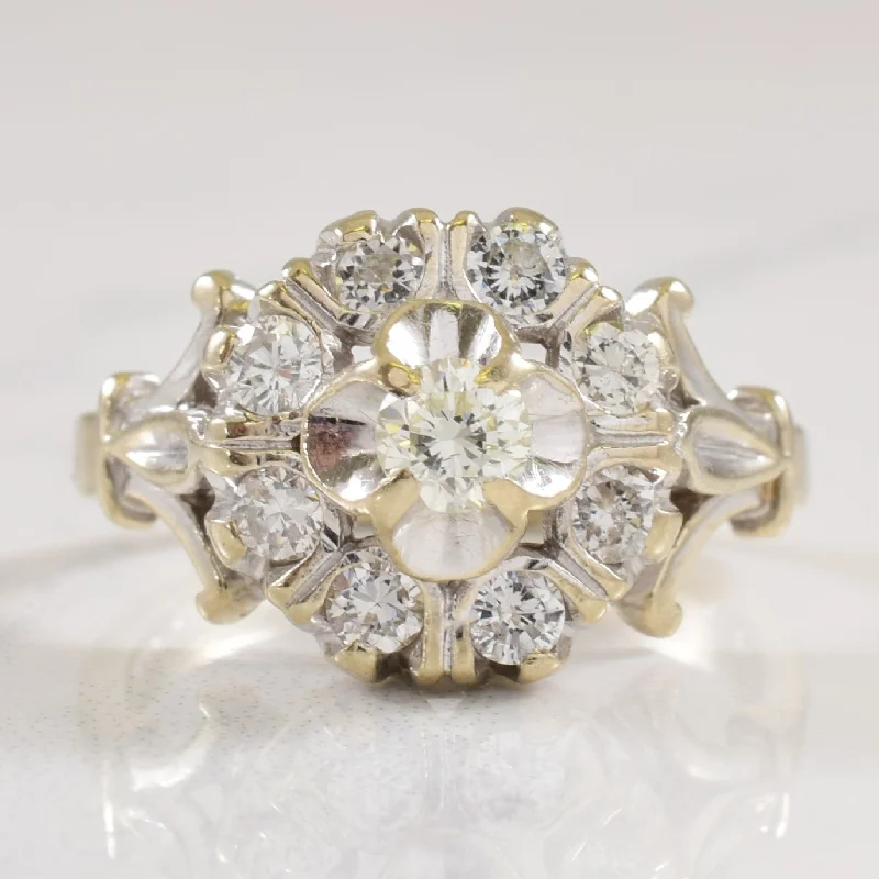 Serpentine rings-Ornate Diamond Cluster Ring | 0.58ctw | SZ 7 |