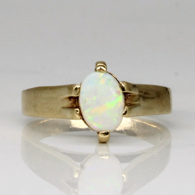 Pine grain rings-High Set Opal Ring | 0.40ct | SZ 5.5 |