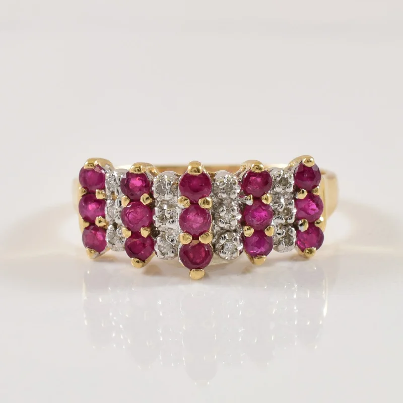 Aged flair rings-High Set Ruby & Diamond Ring | 0.75ctw, 0.05ctw | SZ 6.75 |