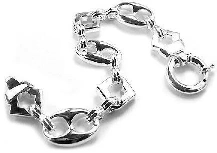 Rococo style bangles-Sterling Silver Hollow Puffed Anchor 9" Chain Bracelet