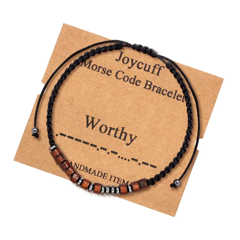 Soft bead bangles-Worthy Morse Code Bracelet for Women Inspirational Gift for Her