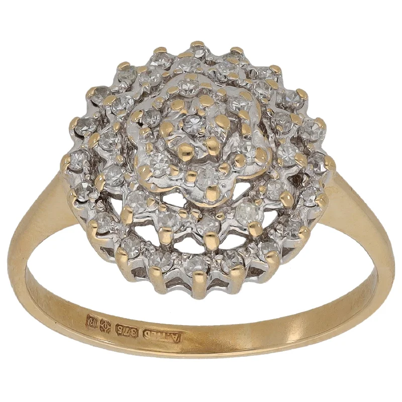 Mixed alloy rings-9ct Gold 0.205ct Diamond Cluster Ring Size M