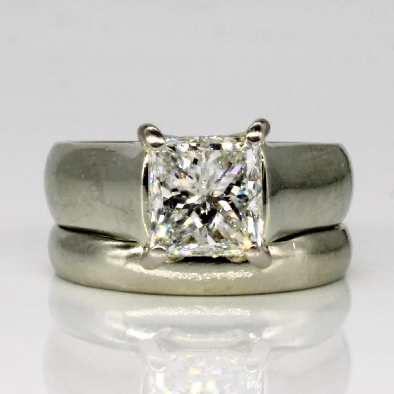 Twilight gothic rings-Princess Cut Diamond Wedding Ring Set | 1.60ct | SZ 3.75 |